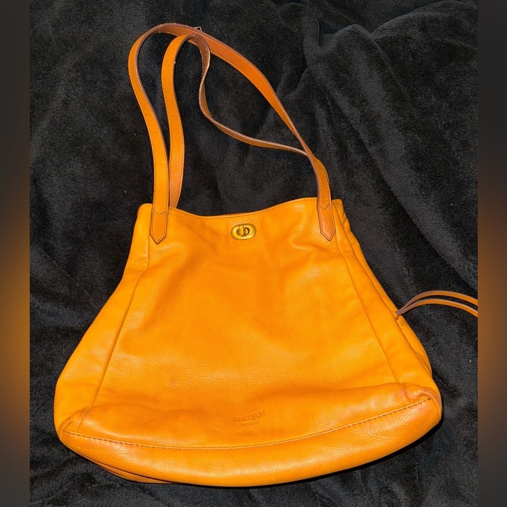 Margot Yellow Leather Shoulder Bag with Hobo Design